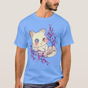 Japanese Cherry Sakura Tree Cute Kitten Flower B T-Shirt