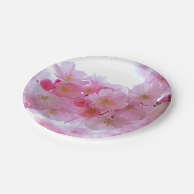 Japanese Cherry Tree Flower Paper Plates (Angled)