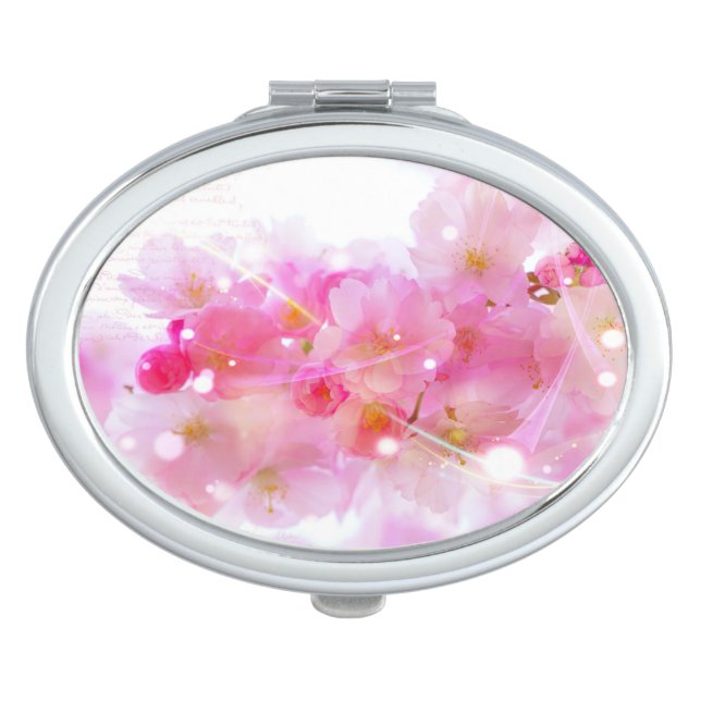 Japanese Cherry Tree with Pastel Pink Blossoms Compact Mirror (Front)