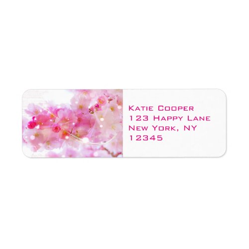 Japanese Cherry Tree with Pastel Pink Blossoms Label