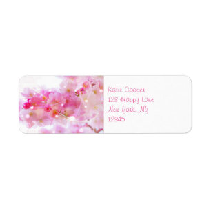 Japanese Cherry Tree with Pastel Pink Blossoms Label