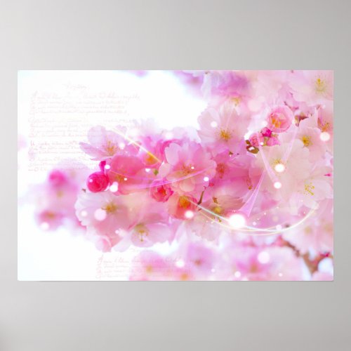 Japanese Cherry Tree with Pastel Pink Blossoms Poster