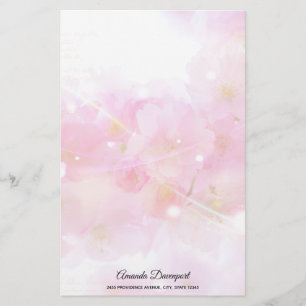 Japanese Cherry Tree with Pastel Pink Blossoms Stationery