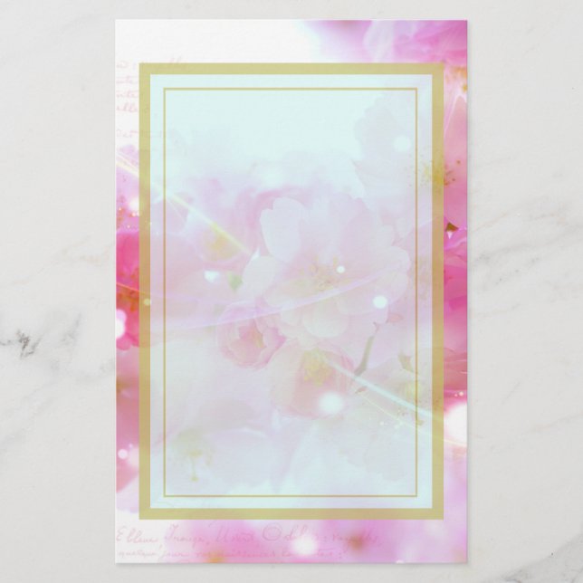 Japanese Cherry Tree with Pastel Pink Blossoms Stationery (Front)