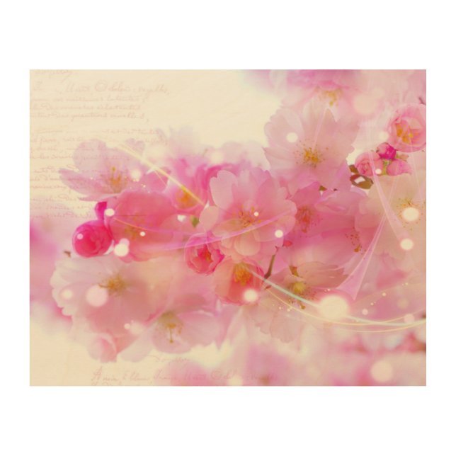 Japanese Cherry Tree with Pastel Pink Blossoms Wood Wall Art (Front)