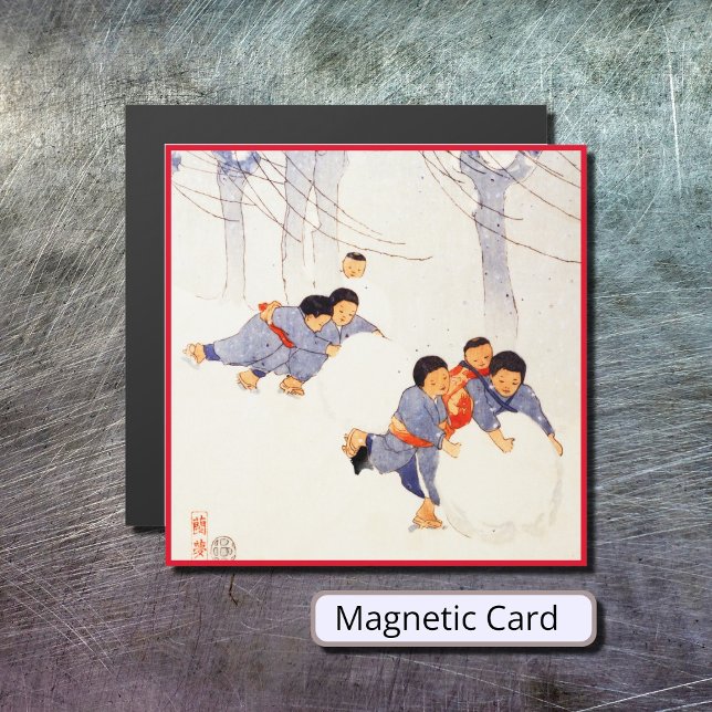 Japanese children rolling large snow balls  (Creator Uploaded)