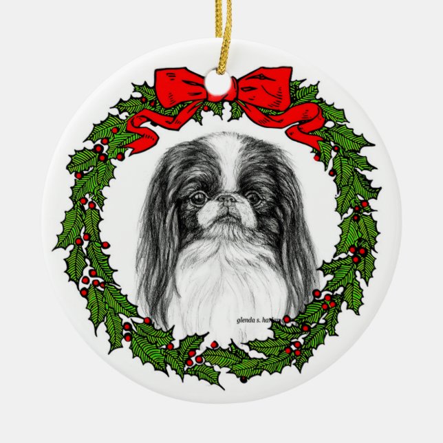 Japanese Chin Art by Glenda S. Harlan Ceramic Ornament (Front)