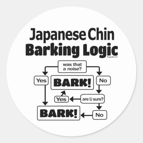 Japanese Chin Barking Logic Classic Round Sticker