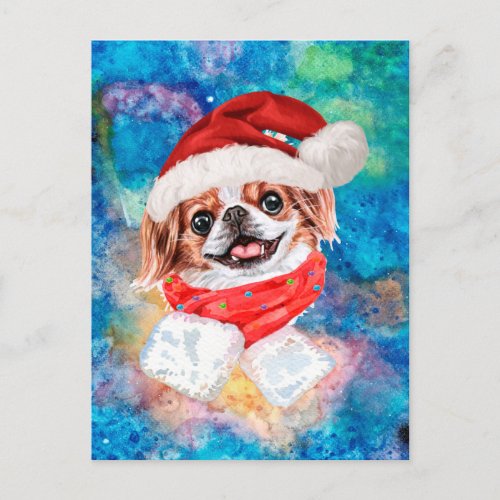 Japanese Chin Breed Dog Christmas Holiday Postcard