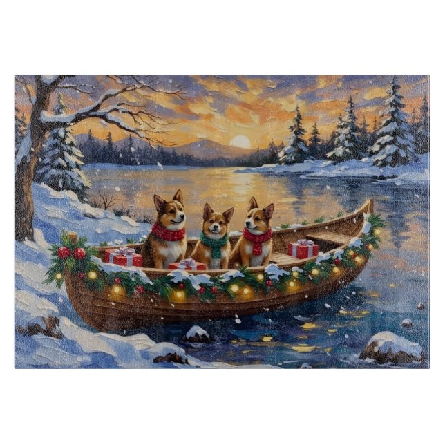 Japanese Chin Christmas Boat Holiday Cutting Board (Front)