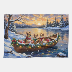 Japanese Chin Christmas Boat Holiday Kitchen Towel