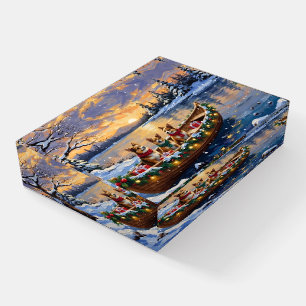 Japanese Chin Christmas Boat Holiday Paperweight