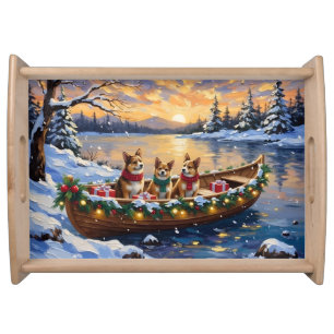 Japanese Chin Christmas Boat Holiday Serving Tray