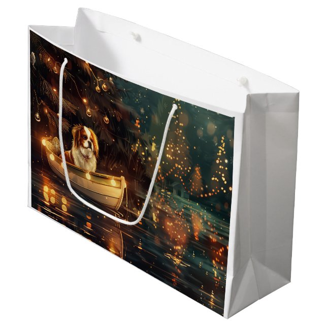 Japanese Chin Christmas Festive Voyage  Large Gift Bag (Front Angled)