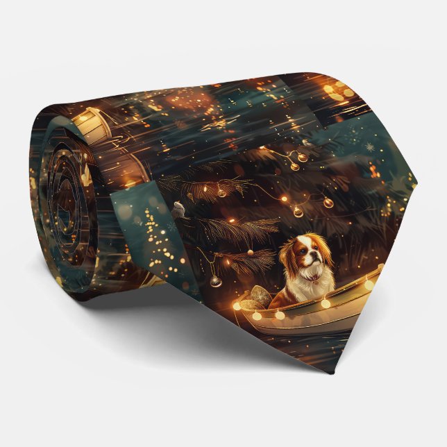 Japanese Chin Christmas Festive Voyage  Neck Tie (Rolled)