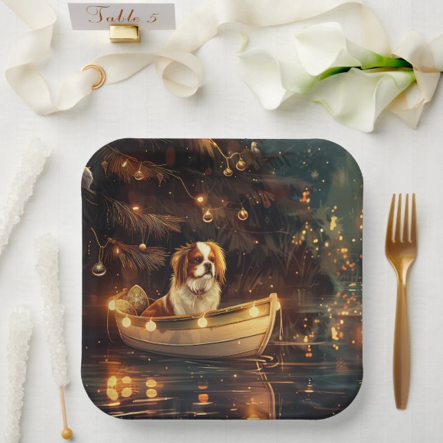 Japanese Chin Christmas Festive Voyage  Paper Plates (Wedding)