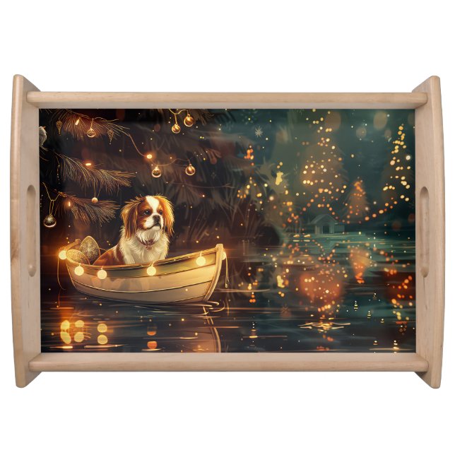 Japanese Chin Christmas Festive Voyage  Serving Tray (Front)