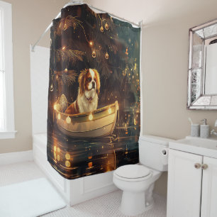 Japanese Chin Christmas Festive Voyage Shower Curtain