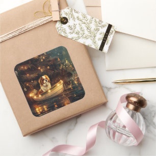 Japanese Chin Christmas Festive Voyage Square Sticker