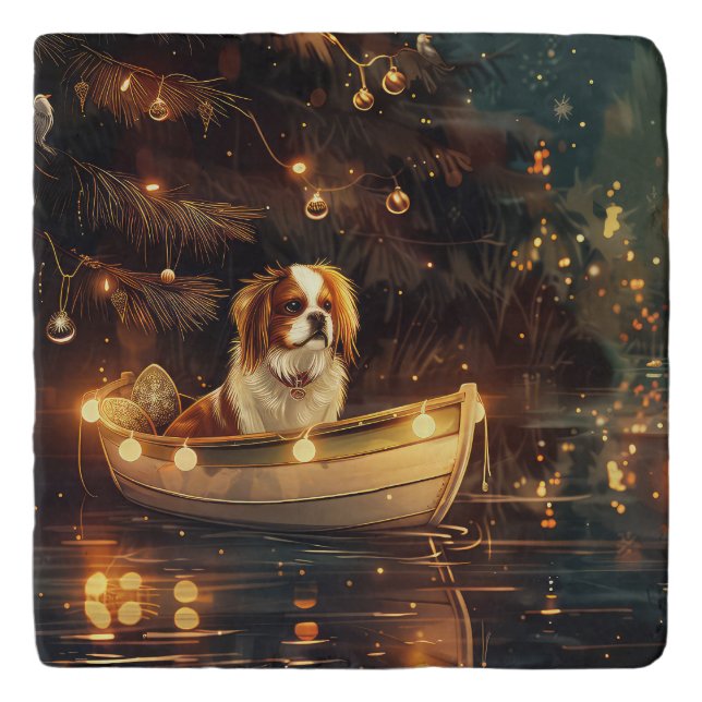 Japanese Chin Christmas Festive Voyage  Trivet (Front)
