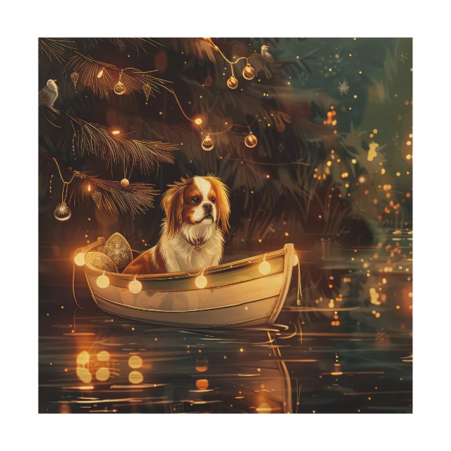 Japanese Chin Christmas Festive Voyage  Wood Wall Art (Front)