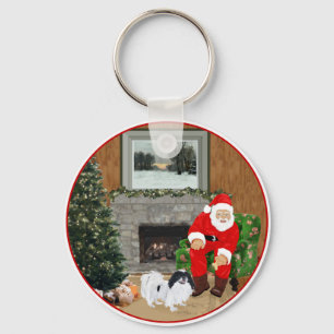 Japanese Chin Christmas Keychain