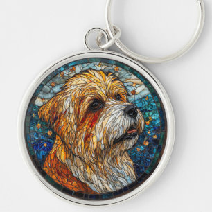 Japanese Chin Colorful Stained Glass Artwork Keychain