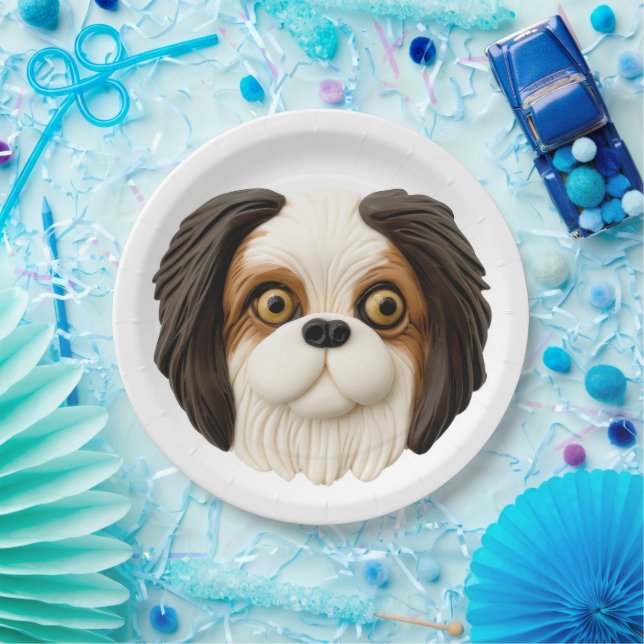 Japanese Chin Dog 3D Inspired Paper Plates (Party)