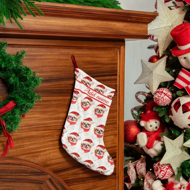 Japanese Chin Dog Breed Christmas Stars Small Christmas Stocking (Creator Uploaded)