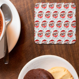 Japanese Chin Dog Breed Christmas Stars Square Paper Coaster