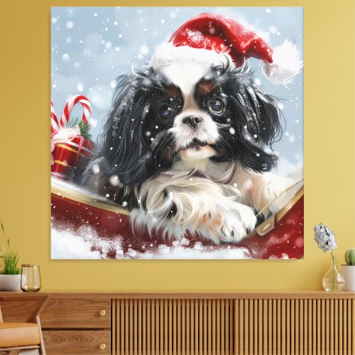 Japanese Chin Dog Christmas Festive Canvas Print