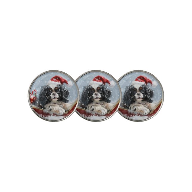 Japanese Chin Dog Christmas Festive Golf Ball Marker (3 Up)