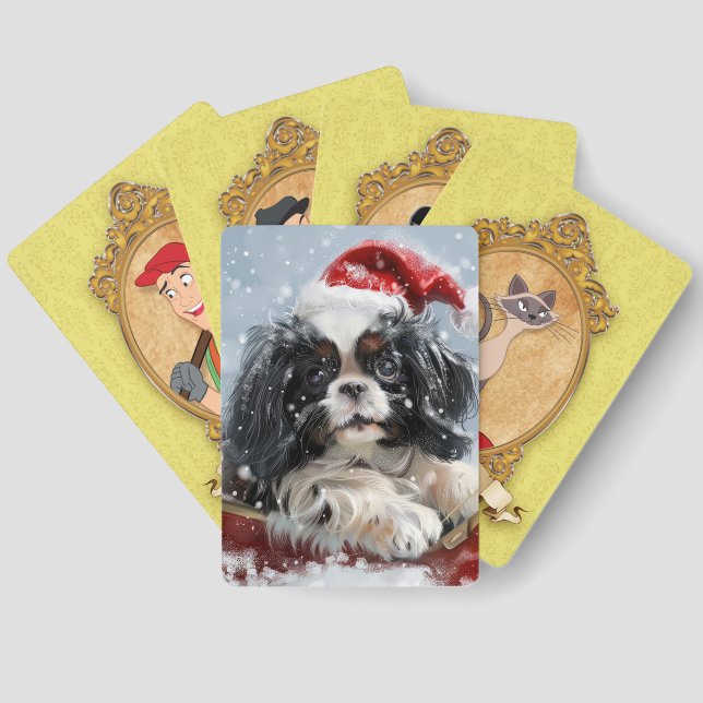 Japanese Chin Dog Christmas Festive Old Maid Cards (Back)