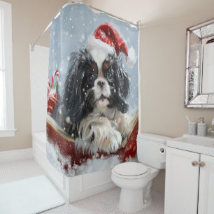 Japanese Chin Dog Christmas Festive Shower Curtain