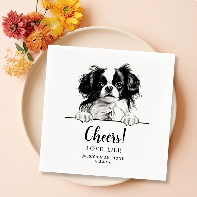 Japanese Chin Dog Hand Drawing Personalized Cheers Napkins (Creator Uploaded)