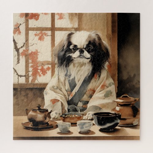 Japanese Chin Dog Hosting a Tea Ceremony  Jigsaw Puzzle