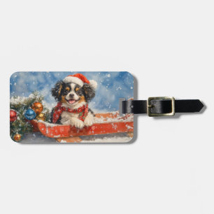 Japanese Chin Dog in Sledge Let it Snow Christmas Luggage Tag