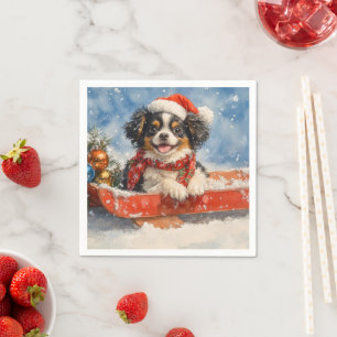 Japanese Chin Dog in Sledge Let it Snow Christmas Napkins