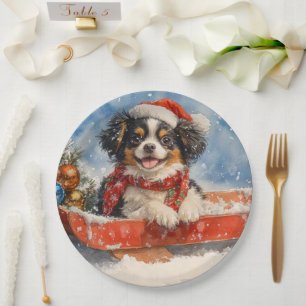Japanese Chin Dog in Sledge Let it Snow Christmas Paper Plates