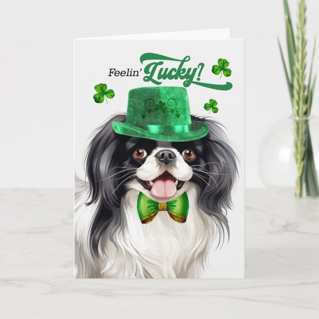 Japanese Chin Dog Lucky St Patrick's Day Holiday Card (Front)