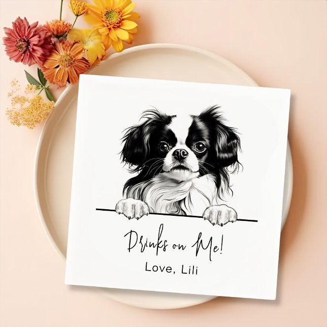 Japanese Chin Dog Personalized Drinks On Me Napkins (Creator Uploaded)