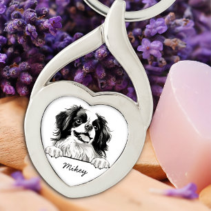 Japanese Chin Dog Personalized Hand Drawing Keychain