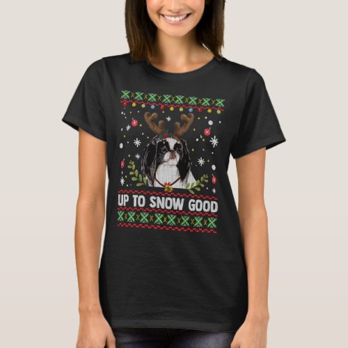 Japanese Chin Dog Reindeer Ugly Christmas Sweater