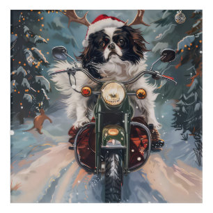 Japanese Chin Dog Riding Motorcycle Christmas Acrylic Print
