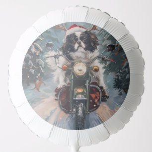 Japanese Chin Dog Riding Motorcycle Christmas Balloon
