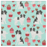 japanese chin dog valentines mint fabric