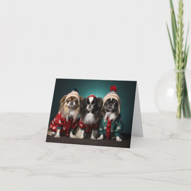Japanese Chin Dogs Christmas Card (Front)