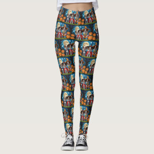 Japanese Chin Dogs Pumpkin Halloween Funny Leggings