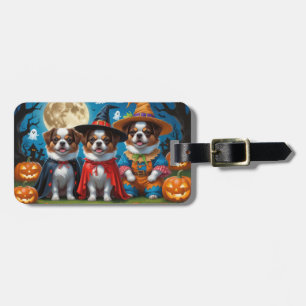 Japanese Chin Dogs Pumpkin Halloween Funny Luggage Tag