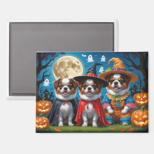 Japanese Chin Dogs Pumpkin Halloween Funny Magnet